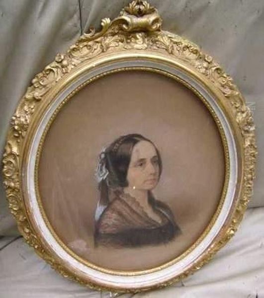 Portrait De Femme 1856, Dessin Au Crayon Noir Et Aquarelle, Signe Et Date En Bas Vers Le Milieu, 32 X 27 Cm - view 1