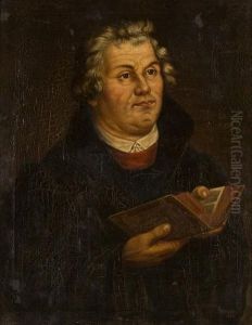 Bildnis Martin Luthers Mit Bibel by J. Fahl