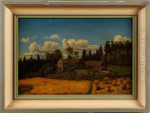 Landskap Med Gardsmiljo by Carl August Fahlgren