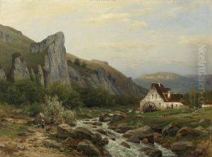 Muhle An Der Bergstrasse by Carl Ludwig Fahrbach