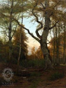 Woodsinside With Does At A Brook by Carl Ludwig Fahrbach