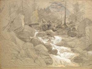 Mountaintorrent by Carl Ludwig Fahrbach