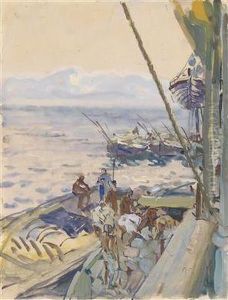 Unloading A Ship by Carl Fahringer