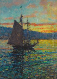 Sailboat At Dusk by Mary Louise Fairchild
