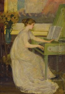 Girl Playing The Harpsichord by Mary Louise Fairchild