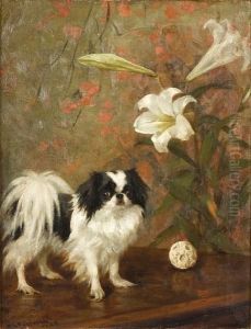 Japanese Chin On A Table by Frances C. Fairman