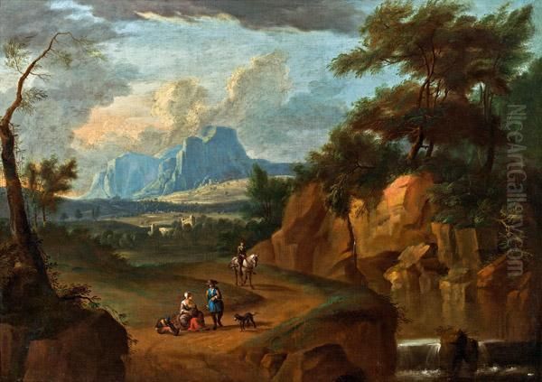 Ideale Landschaft Mit Reisenden - view 1