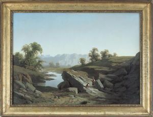 Paesaggio Con Figure by Giuseppe Falchetti