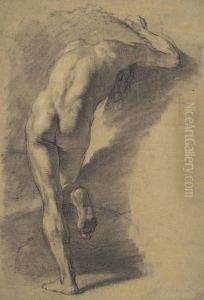 Academie D'homme Nu, Vu De Dos, Se Courbant En Avant by Etienne-Maurice Falconet