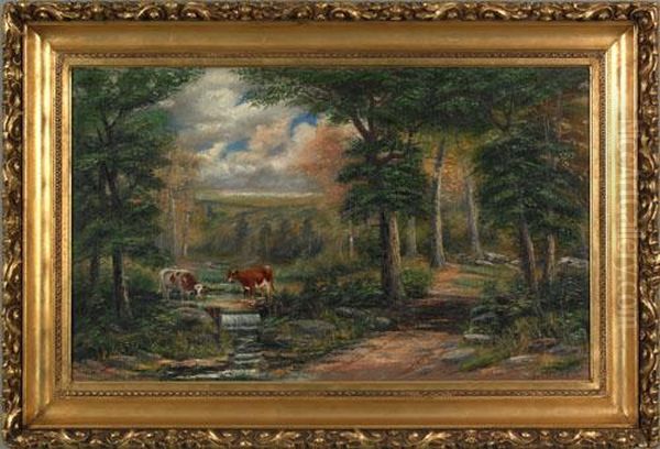 Landscape With Stream And Cows - view 1