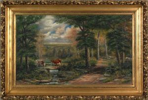 Landscape With Stream And Cows by George D. Falk