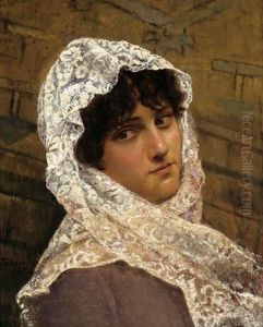 Madchen Mit Spitzenschal by Georg Richard Falkenberg