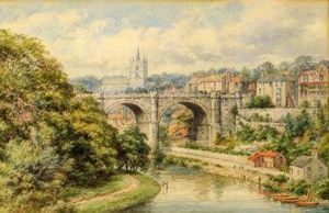 Knaresborough, North Yorkshire, A View Of The Viaduct Over The River Nidd by George Fall