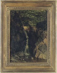 A Waterfall Illuminated By Sunlight A Waterfall Illuminated By Sunlight
