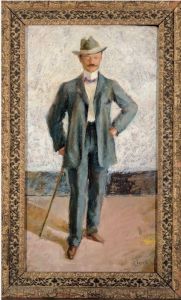 Ritratto Di Signore Con Bastone Da Passeggio