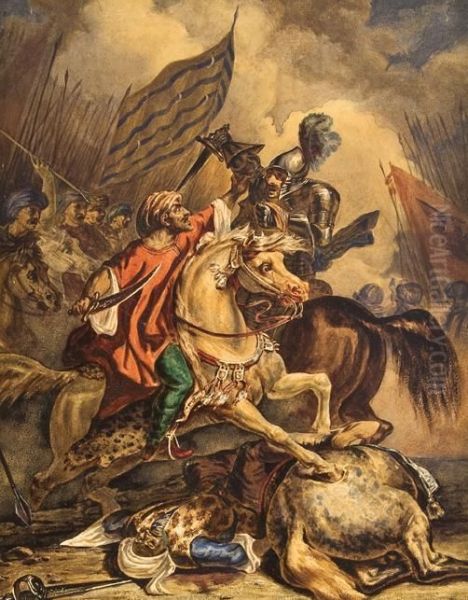 Battle Between German And Turkish Cavalry - view 1