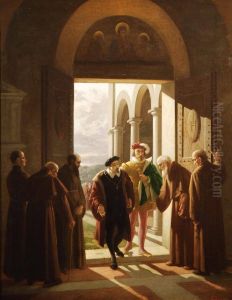 Scena Di Interno Con Figure by Enrico Fanfani