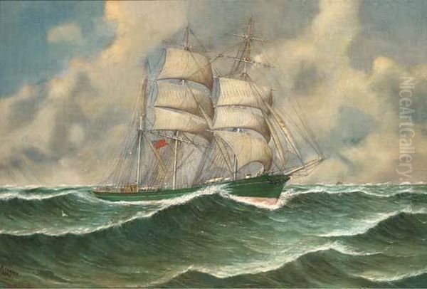 The Militades Running Downwind Under Reduced Sail - view 1