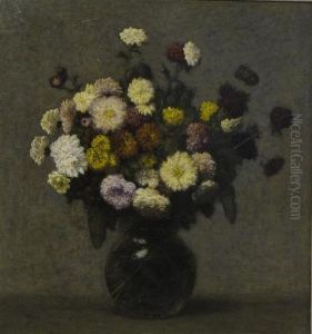 Still-life Of Chrysanthemums by Theodore Fantin-Latour