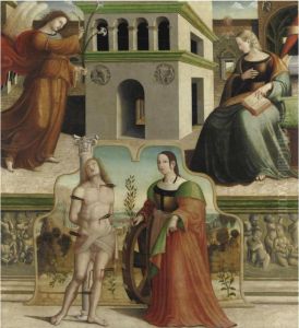 Annunciazione E I Santi Sebastiano E Caterina D'alessandria by Francesco Fantoni