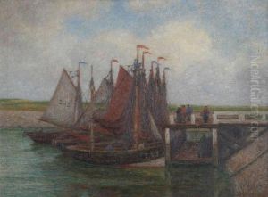 Visserssloepen Bij Het Staketsel by Edgard Farasyn