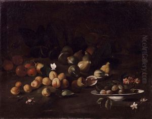 Natura Morta Con Susine, Fichi E Fiori