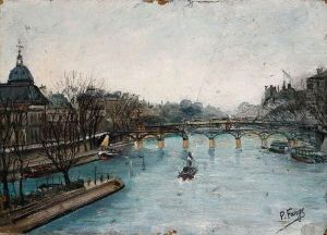 Paris, La Scene Au Pont Des Arts by Pierre Farge