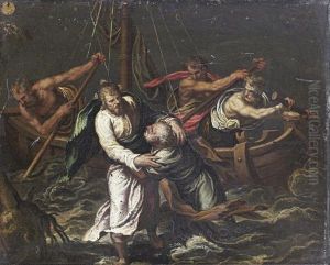 Christ Walking On The Waves Of Laketiberiade by Paolo Farinati