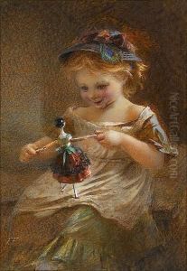 A Young Girl Playing With A Doll by Emily Farmer