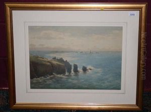 Sea Breaking Againstrocky Shore by John Farquharson