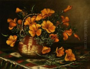 Poppies In An Indian Basket Still Life by Ellen Frances Farr