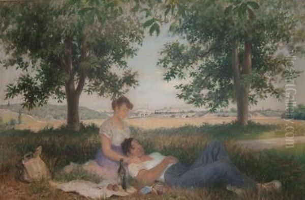 "la Gare D'acheres" Ou Les Amoureux Endormis Sous Un Arbre - view 1