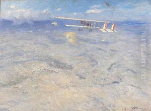 The Red, White & Blueover In Flight by Henri Farre