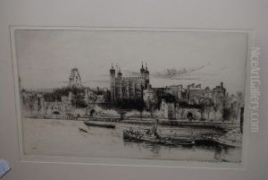 The Tower Of London From The Thames by Frederick Arthur Farrell
