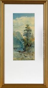 Pair Of Watercolor Canal Scenes by Thomas Charles Farrer