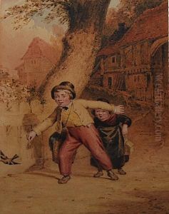 Two Children At Play by Robert Farrier