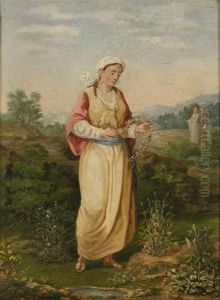 Figura Di Giovinetta Con Fiori by Pietro Fasano