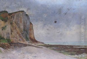 La Falaise A Veulottes Sur Mer En Normandie by Rene Maurice Fath