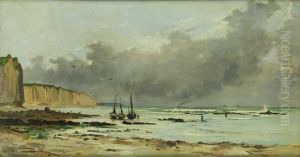 Vista De Praia Com Barcos