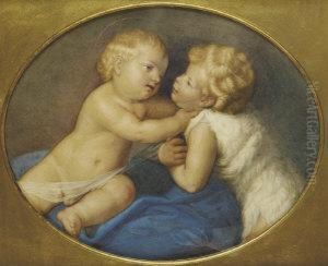 Christ Child And St John The Baptist; A Pair Of Classical Putti by Eliseo Tuderte Fattorini