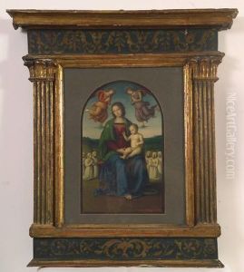Madonna In Trono Col Bambino. Da Perugino. by Eliseo Tuderte Fattorini