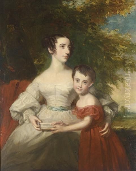 A Portrait Of A Mother And Her Son, Seated In A Landscape - view 1