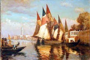 Bateaux Amarres Aux Jardins Francais A Venise