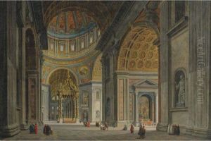 View Of The Interior Of Saint Peter's Basilica, Rome by Louis Faure