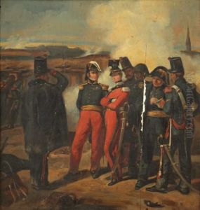Le Duc De Nemours Dans La Trancheed'anvers by Victor Amedee Faure