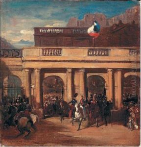 Le Duc D'orleans, Lieutenant General Du Royaume, Et Son Fils Le Duc De Chartres, Rentrant Au Palais Royal Le 4 Aout 1830 by Victor Amedee Faure