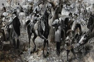 Retour De Chasse Cour by Leon Jean Joseph Fauret