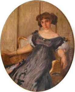 Elegante Assise Dans Un Fauteuil.
