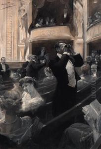 Au Theatre by Leon Jean Joseph Fauret