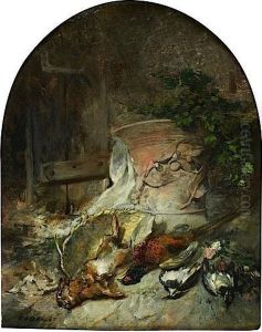 Nature Morte Au Vase Antique Et Gibiers by Jean-Baptiste Fauvelet